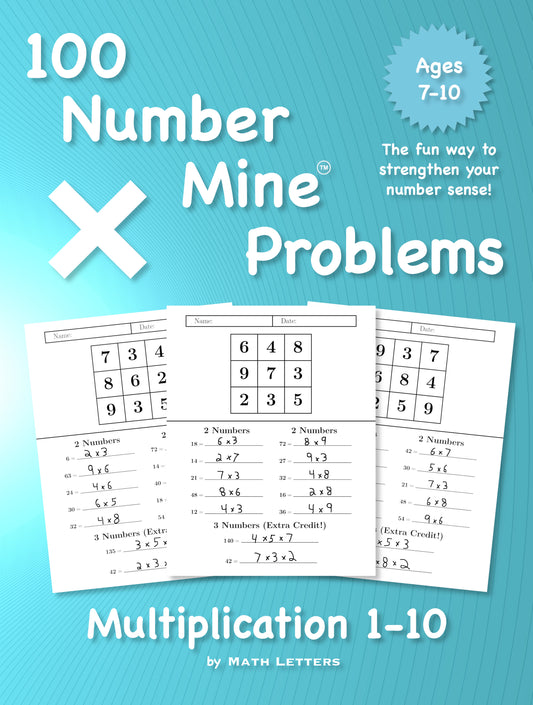 100 Number Mine Problems Multiplication 1-10 (digital PDF download)