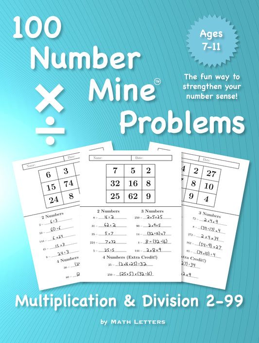 100 Number Mine Problems Multiplication & Division 2-99 (digital PDF download)